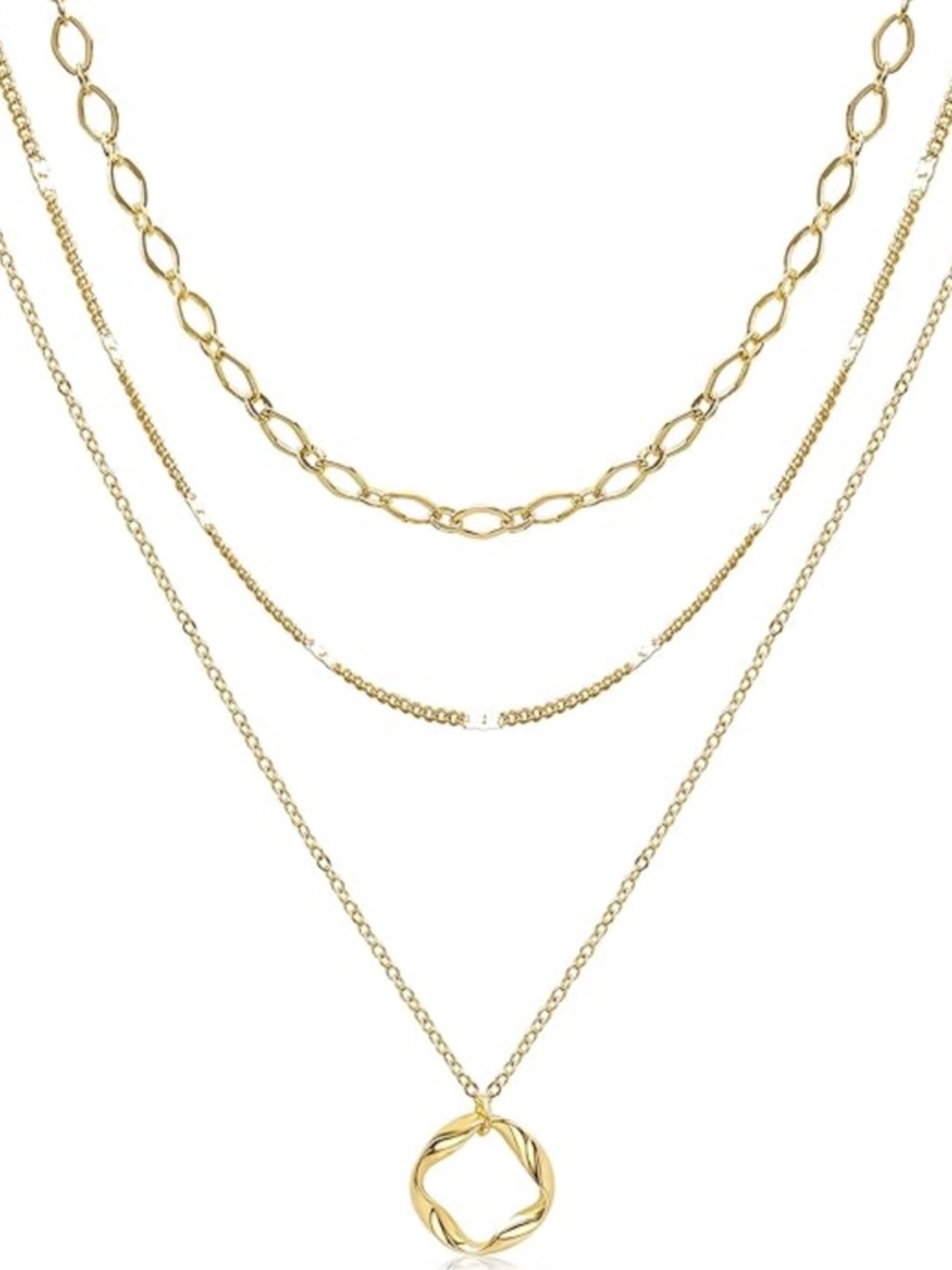 Aisansty Layered Circle Choker Necklace 14K Gold Plated